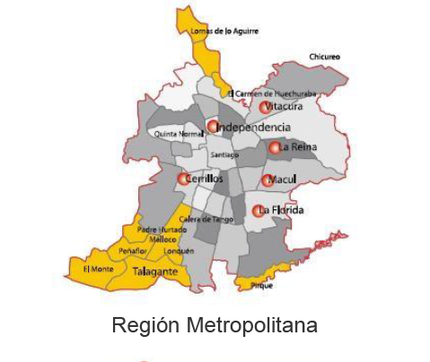 Mapa de cobertura en la Región Metropolitana
